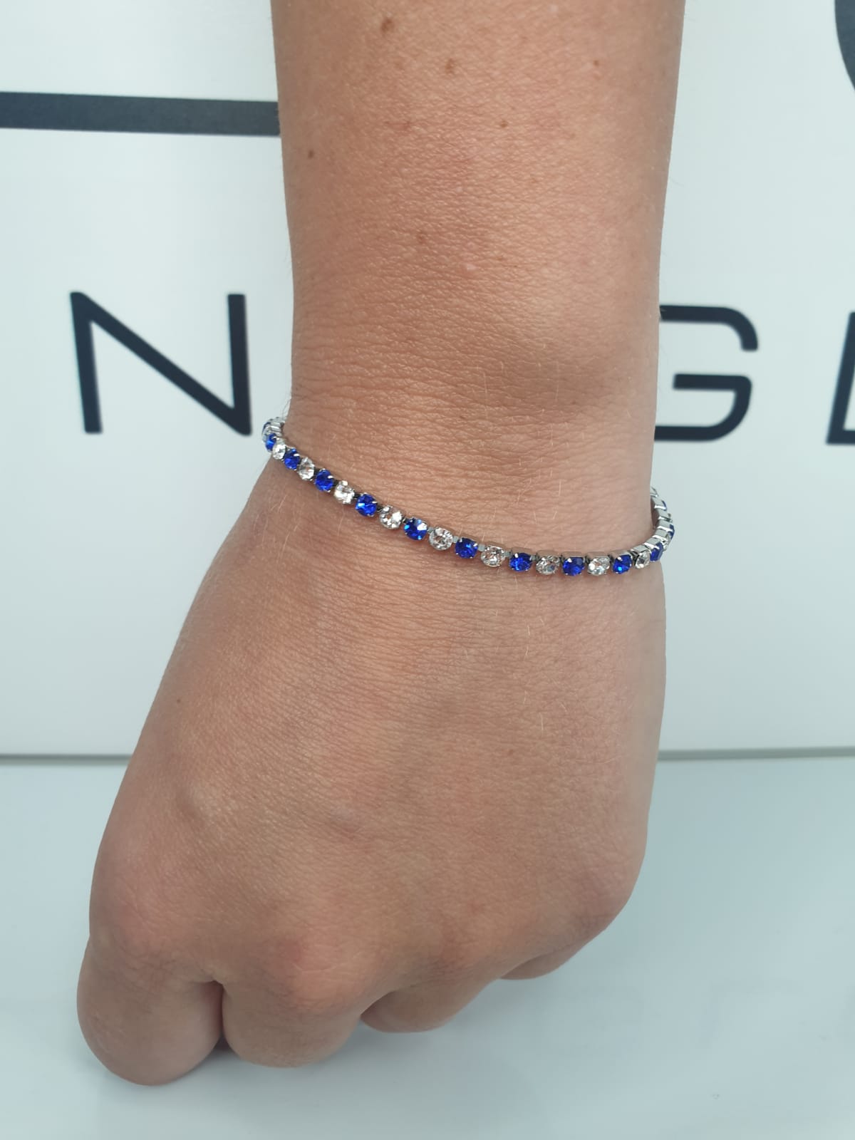 Bracciale Tennis BiancoBlu 3 mm - Unoglow™