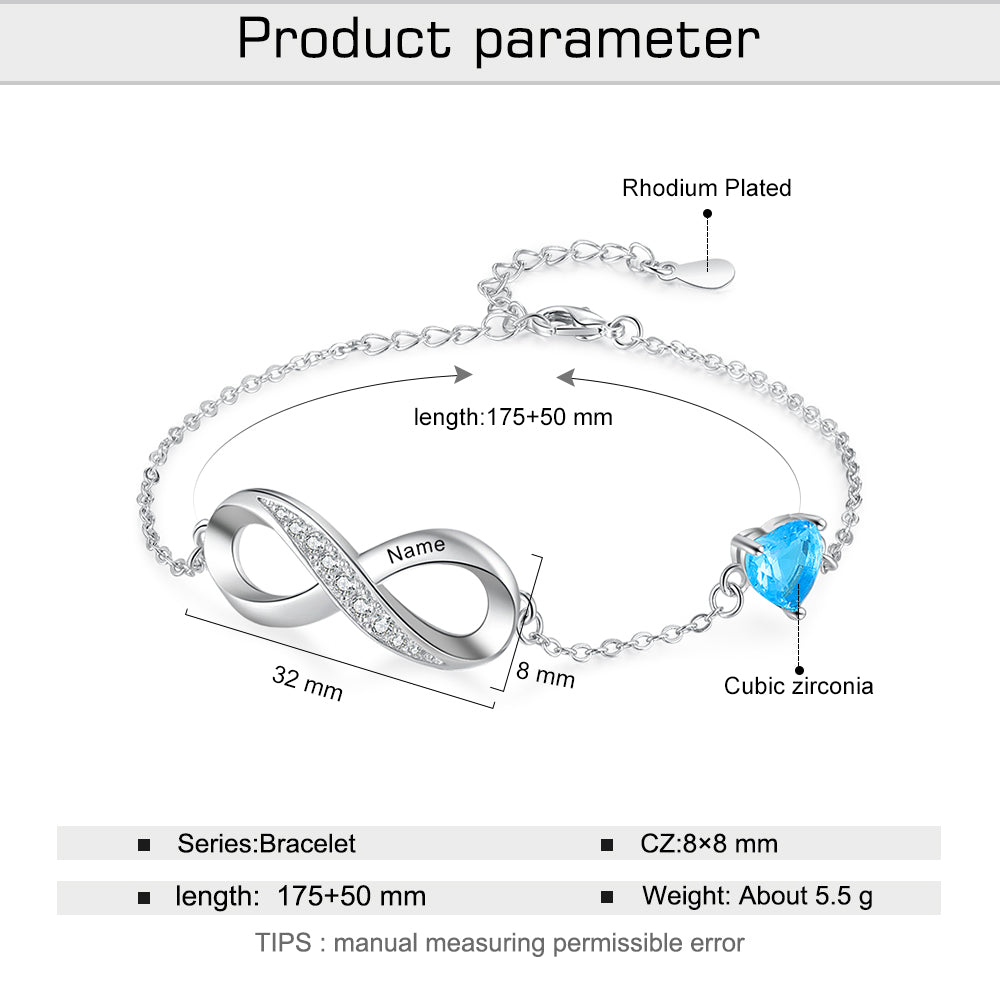 Bracciale Infinity Personalizzato Con Pietra Portafortuna - Unoglow™