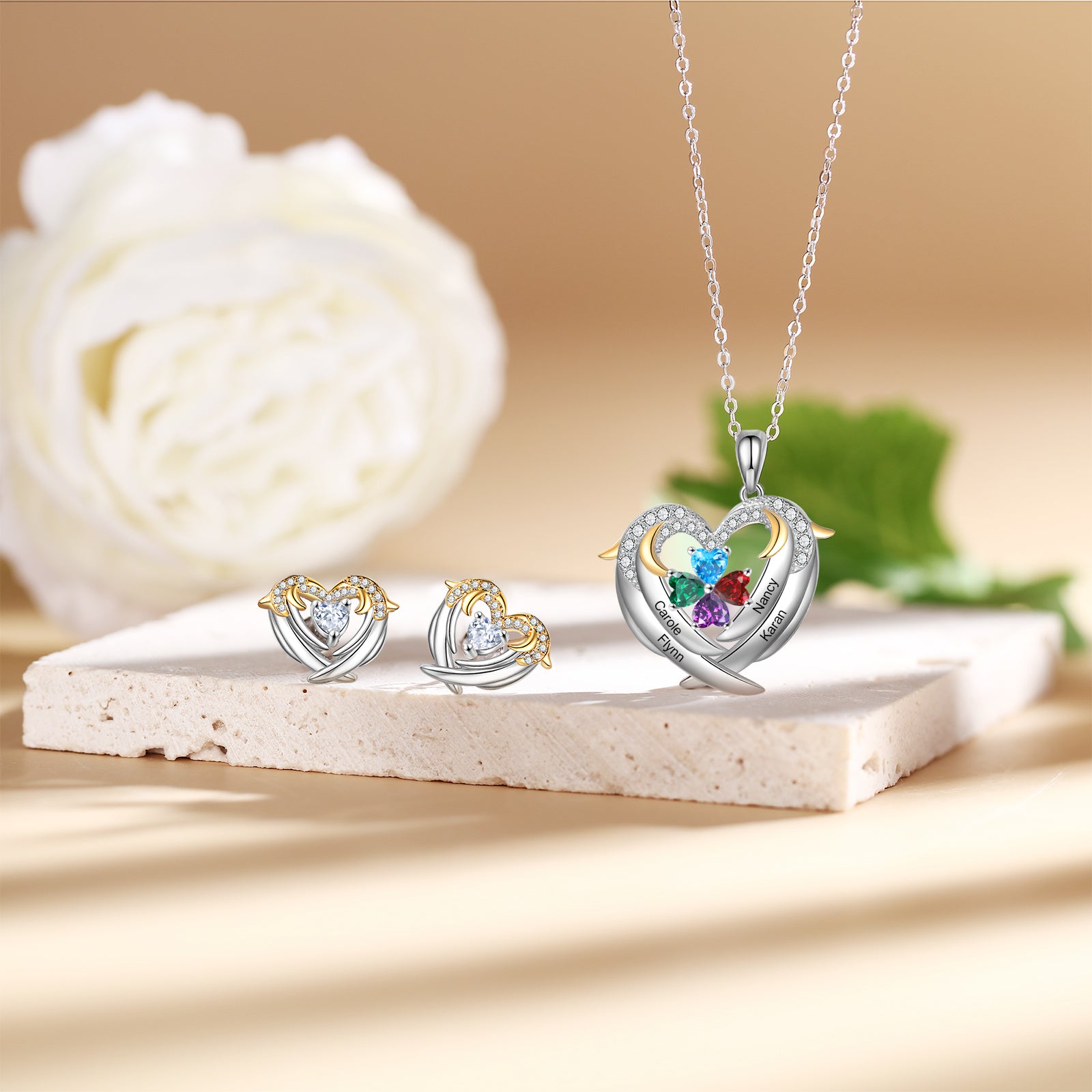 Set Collana + Orecchini a Forma di Cuore - Unoglow™