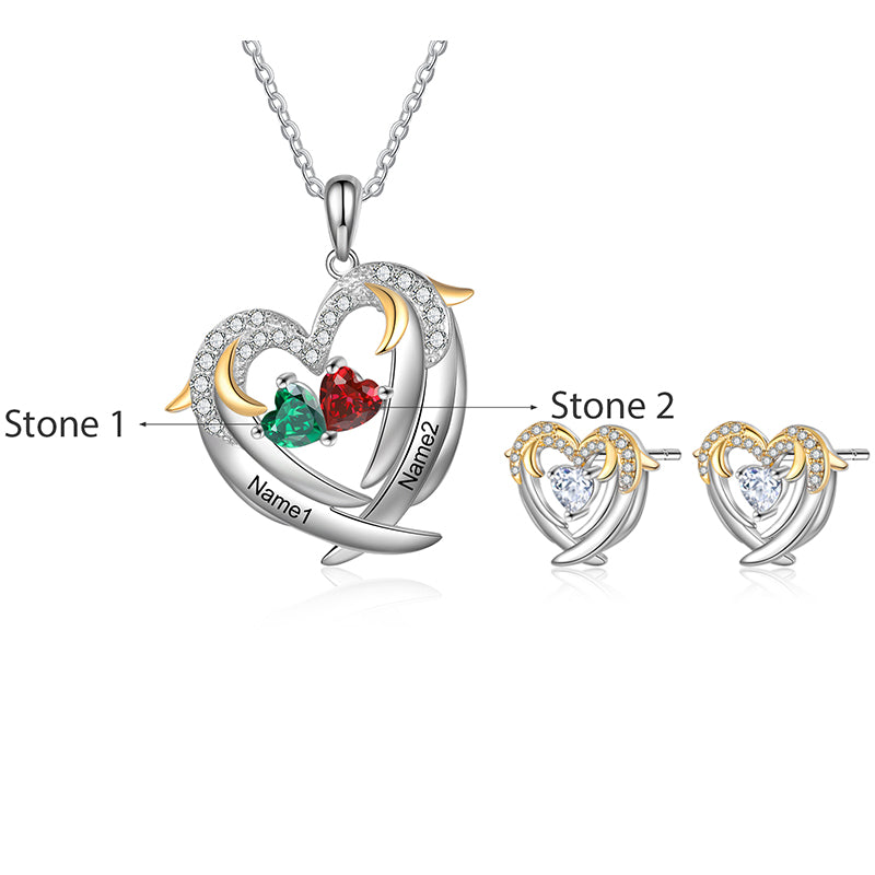 Set Collana + Orecchini a Forma di Cuore - Unoglow™