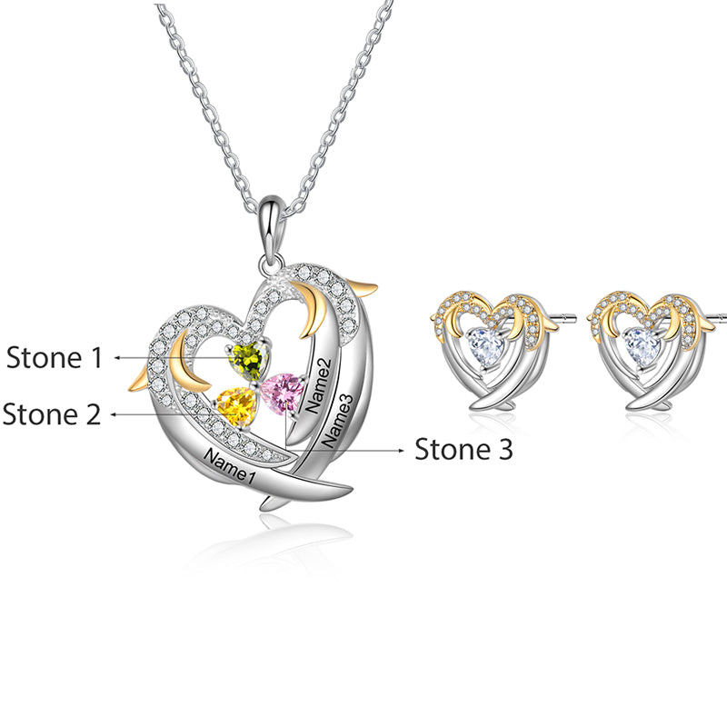 Set Collana + Orecchini a Forma di Cuore - Unoglow™