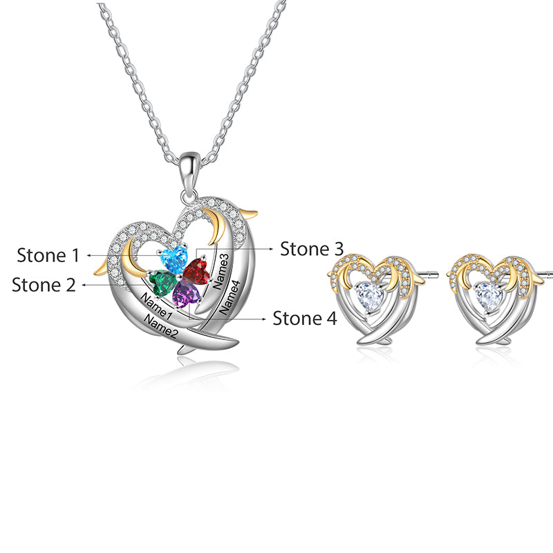 Set Collana + Orecchini a Forma di Cuore - Unoglow™