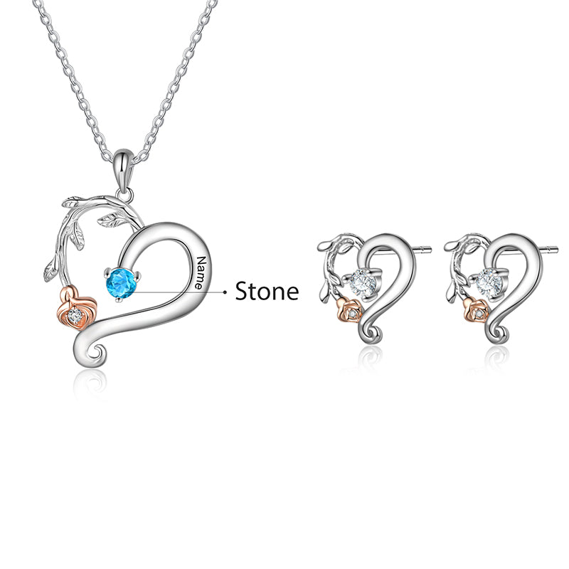 Set Collana + Orecchini a Forma di Cuore  - Unoglow™