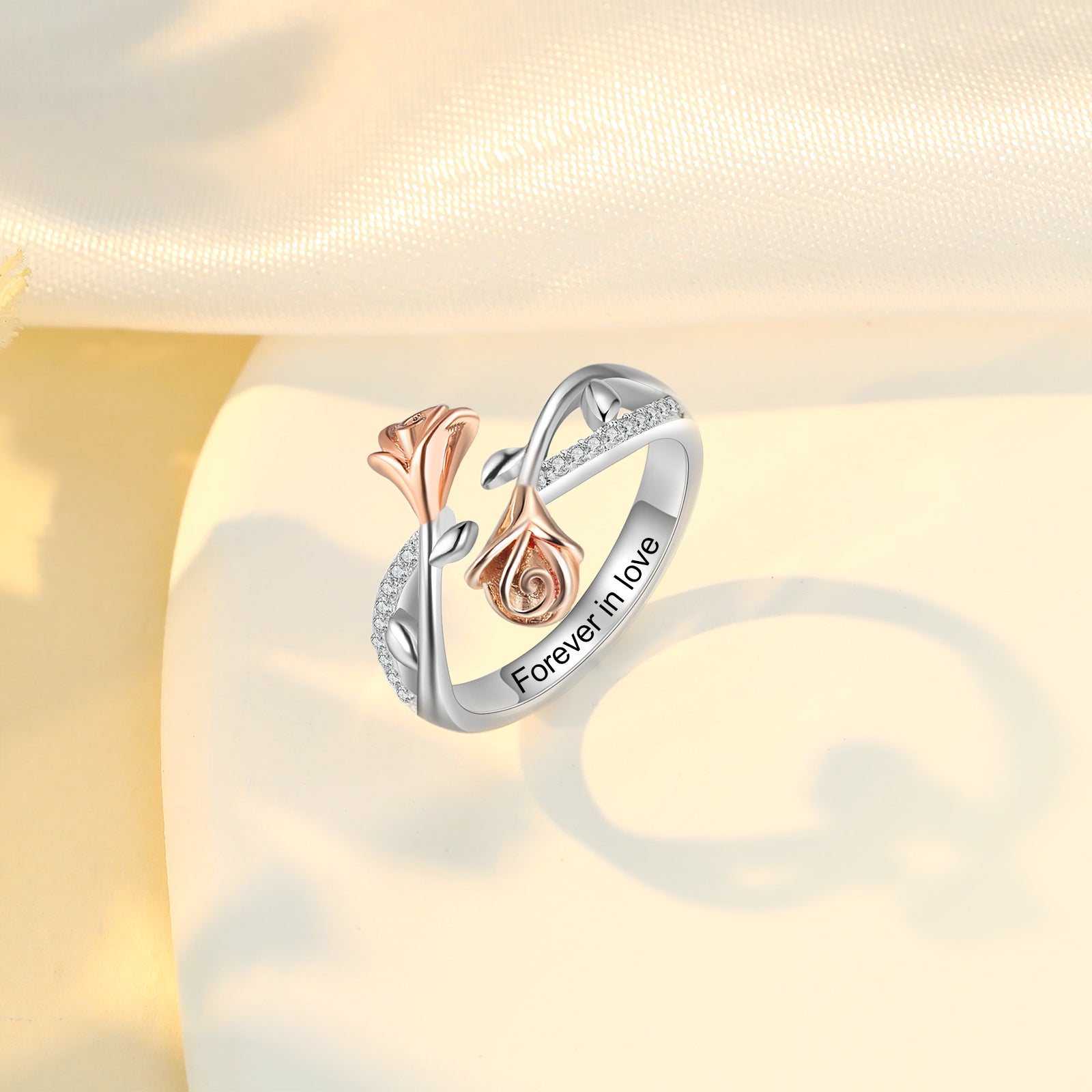 Anello Fiore Rosa Personalizzato - Unoglow™