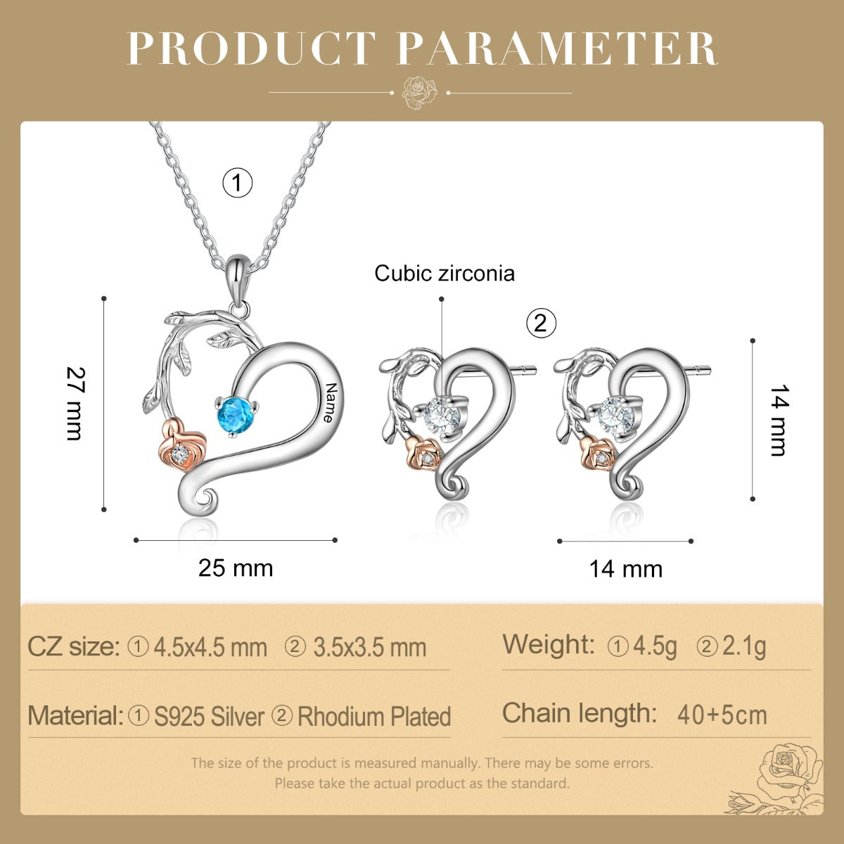 Set Collana + Orecchini a Forma di Cuore  - Unoglow™